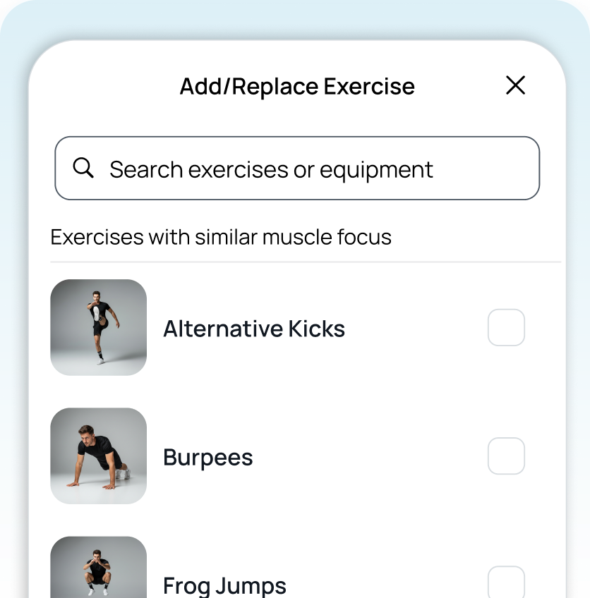 Exercise picker screen
