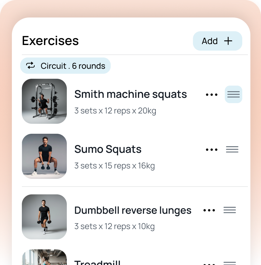 Editable exercise list screen