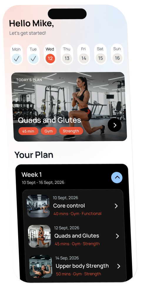 Moveloop personalised weekly plan